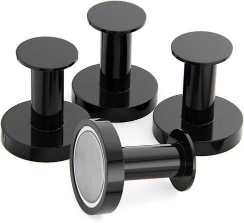 Mavoro Strong Magnetic Hooks for Hanging Coats and Bags. Set of 2 Black Magnet Hooks Heavy Duty Magnets, Neodymium 52 Rare Earth Magnets. Push Pin Style Magnet Hook for Refrigerator, Locker etc in Saudi Arabia