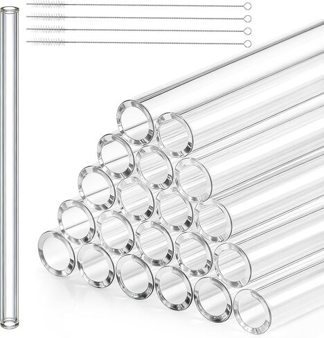 20 Pieces 12 In Glass Blowing Tubes, 12mm OD 8mm ID 2mm Thick Wall Glass Borosilicate Pipe, Clear glass Bubble Tubing with 4 Cleaning Brush for Laboratory Experiment Art DIY in Saudi Arabia