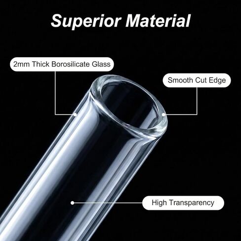 20 Pieces 12 In Glass Blowing Tubes, 12mm OD 8mm ID 2mm Thick Wall Glass Borosilicate Pipe, Clear glass Bubble Tubing with 4 Cleaning Brush for Laboratory Experiment Art DIY in Saudi Arabia