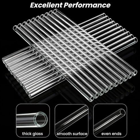 20 Pieces 12 In Glass Blowing Tubes, 12mm OD 8mm ID 2mm Thick Wall Glass Borosilicate Pipe, Clear glass Bubble Tubing with 4 Cleaning Brush for Laboratory Experiment Art DIY in Saudi Arabia