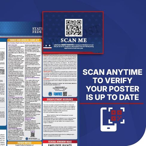 2025 ملصق ولاية واشنطن وقانون العمل الفيدرالي - OSHA يتوافق مع مكان العمل - اللوائح الإلزامية التي تنشر للموظفين - كل ما في واحد يتطلب امتثالًا نشر 16 "× 40" - مغلفة (ملصق باللغة الإنجليزية) in Kuwait