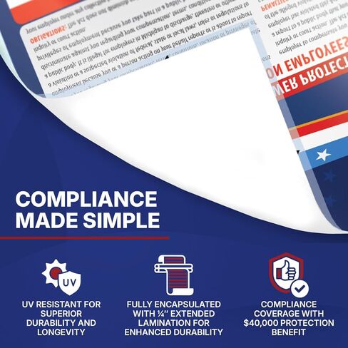 2025 ملصق ولاية واشنطن وقانون العمل الفيدرالي - OSHA يتوافق مع مكان العمل - اللوائح الإلزامية التي تنشر للموظفين - كل ما في واحد يتطلب امتثالًا نشر 16 "× 40" - مغلفة (ملصق باللغة الإنجليزية) in Kuwait