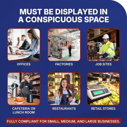 2025 ملصق ولاية واشنطن وقانون العمل الفيدرالي - OSHA يتوافق مع مكان العمل - اللوائح الإلزامية التي تنشر للموظفين - كل ما في واحد يتطلب امتثالًا نشر 16 "× 40" - مغلفة (ملصق باللغة الإنجليزية) in Kuwait