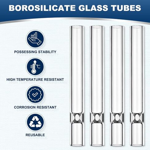 6-Pack Borosilicate Glass Tubes for Blowing, Labs & DIY - 4 Inch (10 cm), 12mm OD, 2mm Thick Wall, High Heat & Chemical Resistance in Saudi Arabia