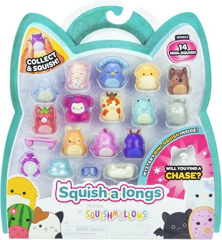 Squish-A-Longs 14 Pack-1 "Mini-Squish مع 4 ملحقات ، وحلقة واحدة ، ودليل جامع-جمع ، تجارة ، وتلعب in Kuwait