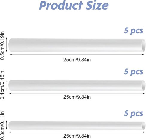 15PCS ABS Plastic Tube 3mm 4mm 5mm 3 Sizes White Round Tubes Connector Cylinder Bar Rod Hollow Tubing for DIY and Crafts Table Architectural Model Making(9.8" Long) in Saudi Arabia