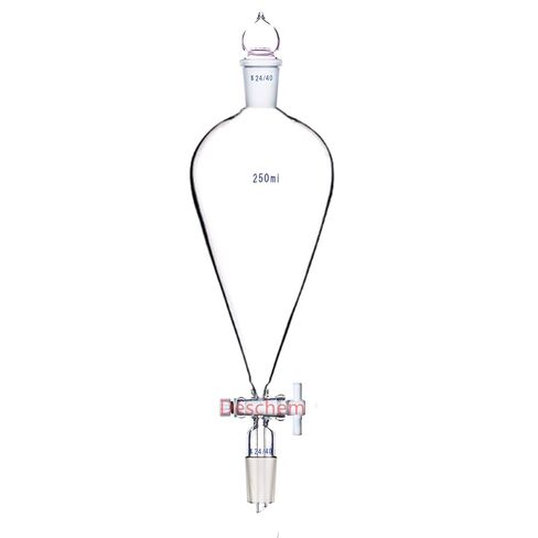 250ml,24/40,Lab Glass Pyriform Separatory Funnel,Pear Shape,PTFE Stopcock in Saudi Arabia