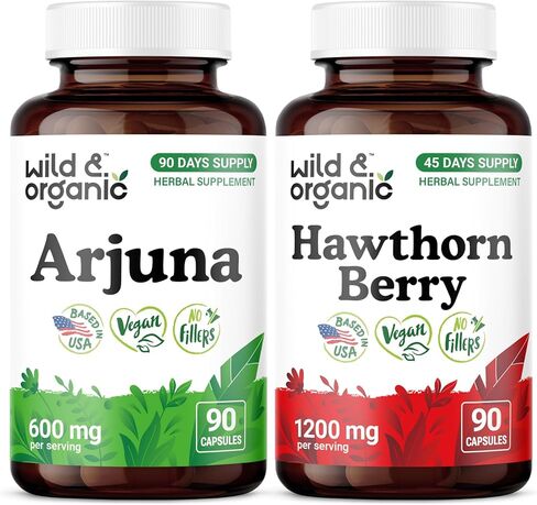 Wild & Organic Arjuna Bark 90 Capsules & Hawthorn Berry 90 Capsules in Saudi Arabia