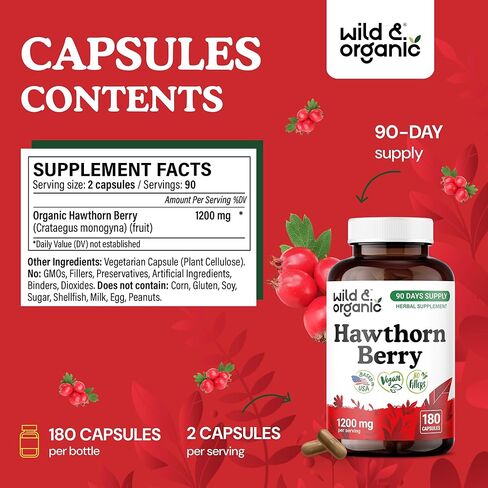 Wild & Organic Arjuna Bark 180 Capsules & Hawthorn Berry 180 Capsules in Kuwait