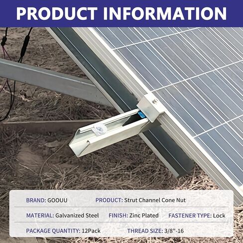 12 قطعة 3/8"-16 صواميل مخروطية لقناة تبختر، صواميل دوارة خالية من الأدوات مع طلاء الزنك، صواميل أجهزة Unistrut للاستخدام مع قنوات تبختر in Kuwait