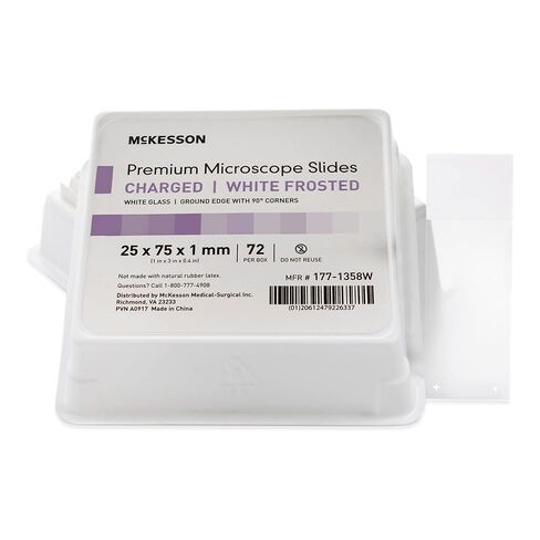 McKesson Microscope Slides - Charged, White Frosted, Ground Edged with 90° Corners, Pre-Cleaned Glass Slides, 72 Count in Saudi Arabia