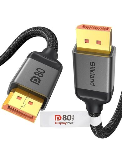 Silkland 80Gbps DisplayPort 2.1 Cable 5FT [VESA Certified], [8K@240Hz, 4K@540Hz 360Hz 240Hz] DP 2.1 Cable, HDR HDCP DSC 1.2a Display Port Cord Compatible FreeSync G-Sync Gaming Monitor 4090 7900XTX in Kuwait