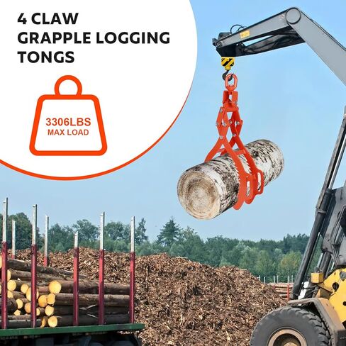 36 Inch Log Lifting Tongs, Heavy Duty Steel Swivel Dragging Tongs, 4 Claw Log Grabber Hook with Operating Handle, 3306LBS Capacity Upgraded Timber Claw Hook for Tractor ATVs Trucks Accessories in Saudi Arabia