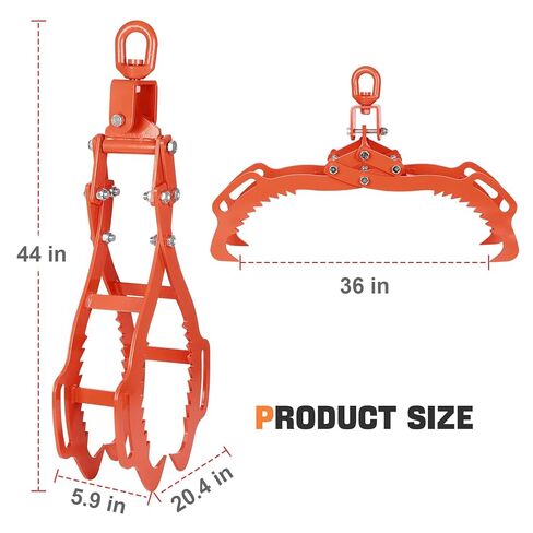 36 Inch Log Lifting Tongs, Heavy Duty Steel Swivel Dragging Tongs, 4 Claw Log Grabber Hook with Operating Handle, 3306LBS Capacity Upgraded Timber Claw Hook for Tractor ATVs Trucks Accessories in Saudi Arabia