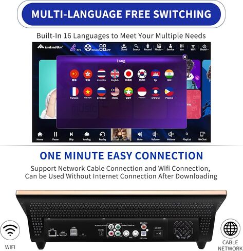 آلة كاريوكي صينية، جهاز تحكم عن بعد للهاتف بشاشة لمس 19 بوصة وسحابة التحكم في التطبيقات، تنزيل الأغاني الكل في واحد نظام كاريوكي مع ميكروفون لاسلكي، مشغل كاريوكي KTV للغناء لحفلات العائلة والمنزل in Kuwait