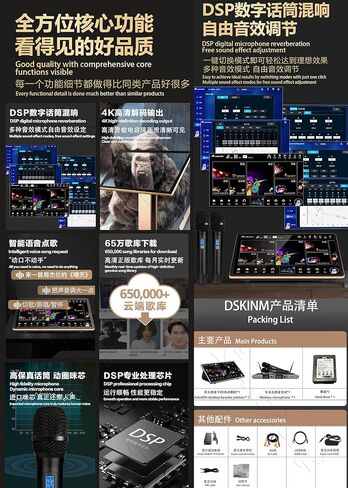 正品音王2026 New Type DSKINM 4T 90K 19" MIC Karaoke Player Intelligent Voice Keying Machine Online Movie Dual System Coexistence Real-time Score in Saudi Arabia