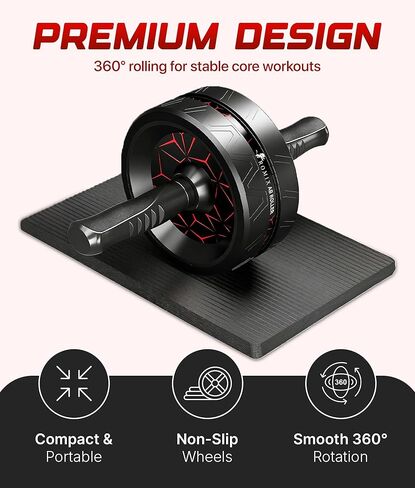 ROMIX Ab Roller Wheel, Wide Ab Wheel Roller with Extra Thick Knee Mat for Home Gym Fitness, Abs Workout Equipment for Abdominal and Core Strength Training for Men and Women, Exercise Wheels for Abs in Saudi Arabia