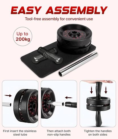 ROMIX Ab Roller Wheel, Wide Ab Wheel Roller with Extra Thick Knee Mat for Home Gym Fitness, Abs Workout Equipment for Abdominal and Core Strength Training for Men and Women, Exercise Wheels for Abs in Saudi Arabia