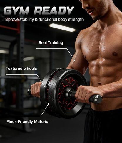 ROMIX Ab Roller Wheel, Wide Ab Wheel Roller with Extra Thick Knee Mat for Home Gym Fitness, Abs Workout Equipment for Abdominal and Core Strength Training for Men and Women, Exercise Wheels for Abs in Saudi Arabia