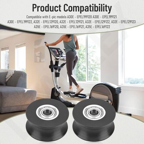 قطعتان من العجلات الدوارة البيضاوية 340773 البديلة للملحمة، Pro-Form، Health-Rider، Tread-Life، Nordic-Track Elliptical، يمكنها تقليل الضوضاء غير الطبيعية وتعزيز الاستقرار in Kuwait