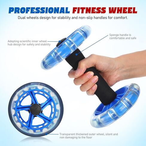 Twin-wheel Fitness Roller, Abdominal Strengthening Device for Men And Women, Blue, 7. 87 X 5. 51 X 5. 51 Inch in Saudi Arabia