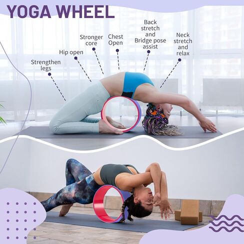 3 Pack ABS Yoga Wheel Set 660 Lbs Foam Roller for Back Pain & Stretching Back Wheel for Massage, Purple and Pink Set in Saudi Arabia