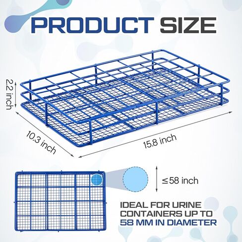 Urine Sample Collection Storage Rack 24 Slots Stainless Steel Wire Mesh Basket with Powder Coated Support Base Specimen Cups Holder Organizer for Laboratory, Medical and Industrial in Kuwait