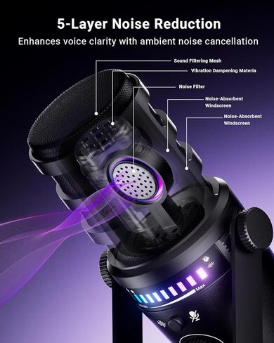 vocalsound USB PC Microphone with Mute Button & LED Light, Gain Control, Headphone Monitoring and Plug-and-Play Setup, Clear Voice for Gaming, Streaming, Video Calls and Podcast on Mac, Windows, PS5 in Saudi Arabia