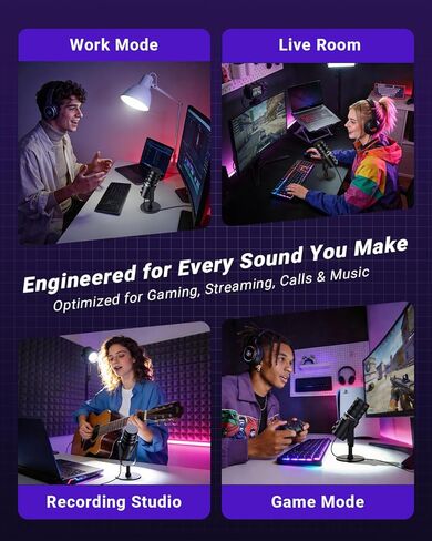 vocalsound USB PC Microphone with Mute Button & LED Light, Gain Control, Headphone Monitoring and Plug-and-Play Setup, Clear Voice for Gaming, Streaming, Video Calls and Podcast on Mac, Windows, PS5 in Saudi Arabia