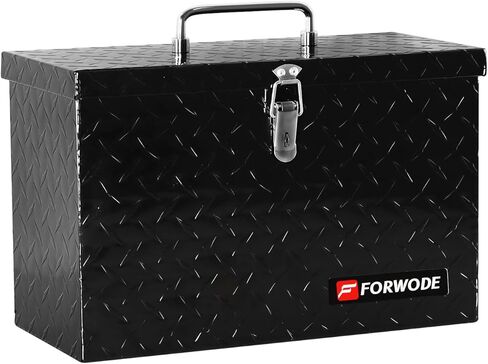 FORWODE 34 Inch Aluminum Truck Tool Box for Pickup Truck Bed RV MotorcycleToolbox - Heavy Duty Waterproof Storage Organizer Chest with Handle and Lock - Black (34.5"X13"X6.5") in Kuwait