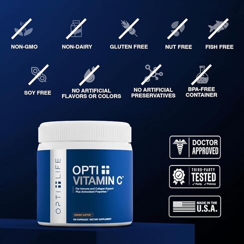Opti + Vitamin C 1000mg Capsules | Buffered Vitamin C Time Release Essential Antioxidant, Immune System Support & Promotes Healthy Aging* | 100 capsules/100 Servings in Saudi Arabia