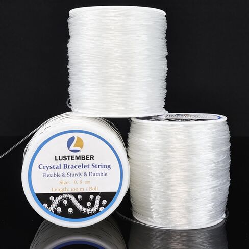 0.8 mm Stretchy Bracelet String, 3 Rolls Durable Elastic String, Clear Bead Cord for Bracelets, Necklaces, Beading, and Jewelry Making (300 m) in Kuwait