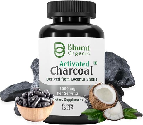 Coconut Based Activated Charcoal 500 mg, 60 Veg.Capsules, in Kuwait