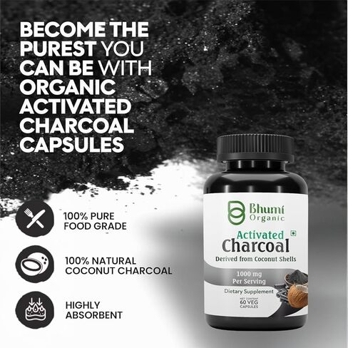 Coconut Based Activated Charcoal 500 mg, 60 Veg.Capsules, in Kuwait