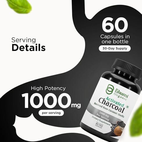 Coconut Based Activated Charcoal 500 mg, 60 Veg.Capsules, in Kuwait