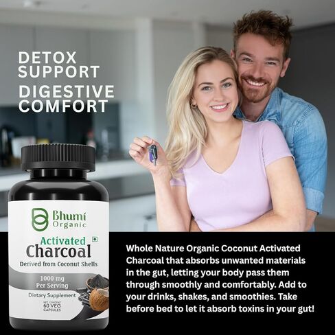 Coconut Based Activated Charcoal 500 mg, 60 Veg.Capsules, in Kuwait