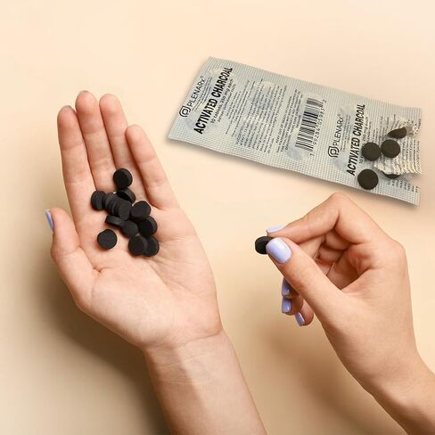 Activated Charcoal Dietary Supplement Easy to Swallow Tablets Individually Packed in Blisters Helps Occasional Gas & Bloating Detox Support Pack of 5 in Saudi Arabia