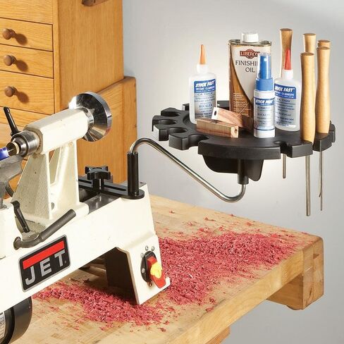 Lathe Tools Holder – Heavy-Duty Plastic Tray Holder w/Steel Pivot Arm –Round Lathe Turning Tool Holder w/12 Slots – Woodturning Tools Lathe Accessories – Tool Organizer for Lathe Chisels in Saudi Arabia