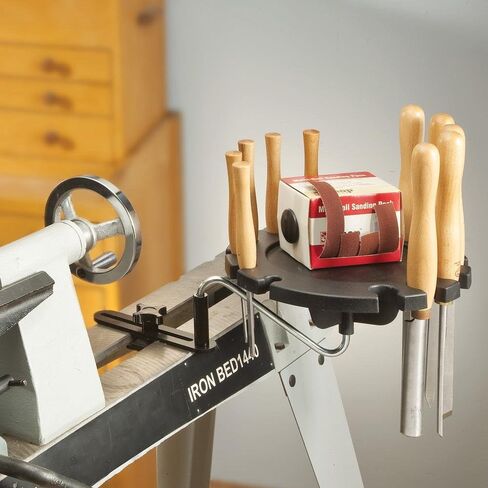 Lathe Tools Holder – Heavy-Duty Plastic Tray Holder w/Steel Pivot Arm –Round Lathe Turning Tool Holder w/12 Slots – Woodturning Tools Lathe Accessories – Tool Organizer for Lathe Chisels in Saudi Arabia
