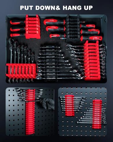 منظم مفاتيح ربط معياري مكون من 42 قطعة من ROTATION، رف مفتاح ربط مغناطيسي مع ملصقات SAE ومترية، تخزين أدراج الأدوات الاحترافية، حامل شبكة قابل للتوسيع in Kuwait