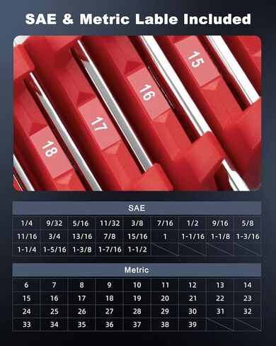 منظم مفاتيح ربط معياري مكون من 42 قطعة من ROTATION، رف مفتاح ربط مغناطيسي مع ملصقات SAE ومترية، تخزين أدراج الأدوات الاحترافية، حامل شبكة قابل للتوسيع in Kuwait