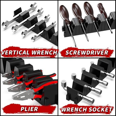 8Pcs Wrench Organizer Rack, Modular Toolbox Drawer Organizer for Ratchets & Sockets | No Assembly Needed, Interlocking Design Holds Combination Wrenches, Pliers, Files | Secure Tool Storage Solution in Saudi Arabia