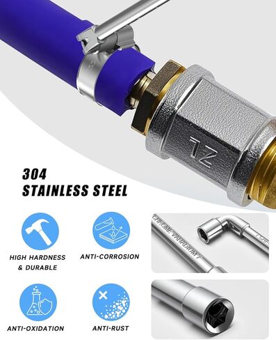 120 قطعة 5/16 بوصة إلى 2 بوصة (8 مم - 50 مم) مجموعة مشابك خرطوم شديدة التحمل، مشبك خرطوم محرك ترس دودي من الفولاذ المقاوم للصدأ SEKSUALA 304، مشبك أنابيب خط الوقود المعدني للسباكة والسيارات والتطبيقات الميكانيكية in Kuwait