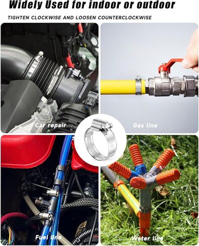 120 قطعة 5/16 بوصة إلى 2 بوصة (8 مم - 50 مم) مجموعة مشابك خرطوم شديدة التحمل، مشبك خرطوم محرك ترس دودي من الفولاذ المقاوم للصدأ SEKSUALA 304، مشبك أنابيب خط الوقود المعدني للسباكة والسيارات والتطبيقات الميكانيكية in Kuwait