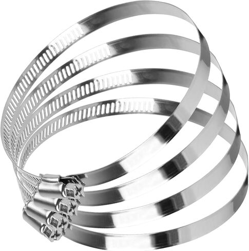 CABAX 6 Inch Duct Clamp, Stainless Steel Large Hose Clamp Adjustable Diameter 140-160mm Worm Drive Clamp for Plumbing Dryer Vent for Automotive Mechanical Agriculture, 4 Pack in Kuwait