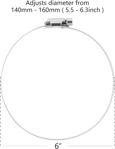 CABAX 6 Inch Duct Clamp, Stainless Steel Large Hose Clamp Adjustable Diameter 140-160mm Worm Drive Clamp for Plumbing Dryer Vent for Automotive Mechanical Agriculture, 4 Pack in Kuwait