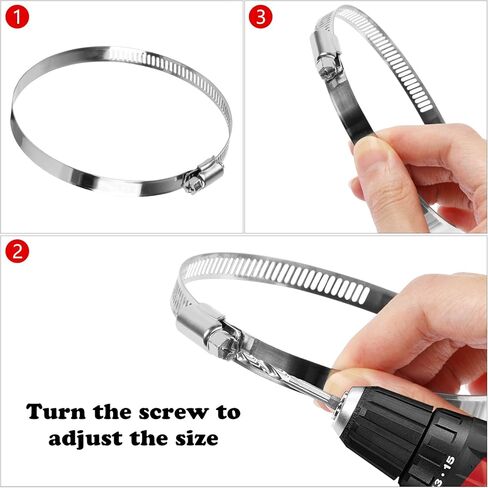 CABAX 6 Inch Duct Clamp, Stainless Steel Large Hose Clamp Adjustable Diameter 140-160mm Worm Drive Clamp for Plumbing Dryer Vent for Automotive Mechanical Agriculture, 4 Pack in Kuwait