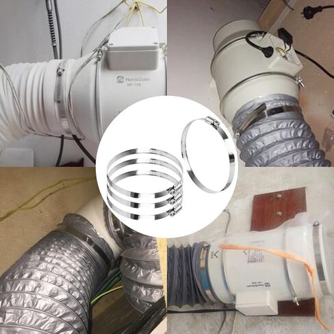 CABAX 6 Inch Duct Clamp, Stainless Steel Large Hose Clamp Adjustable Diameter 140-160mm Worm Drive Clamp for Plumbing Dryer Vent for Automotive Mechanical Agriculture, 4 Pack in Kuwait