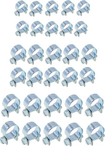 30pcs -1/4" 5/16" 3/8" Fuel Injection Gas Line Hose Clamps Clip - Pipe Clamp Assortment Kit - Perfect for Automotive, Agriculture, Plant & Construction - Mini Hose Clamp - BEAU-5043 in Kuwait