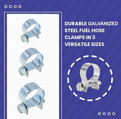 30pcs -1/4" 5/16" 3/8" Fuel Injection Gas Line Hose Clamps Clip - Pipe Clamp Assortment Kit - Perfect for Automotive, Agriculture, Plant & Construction - Mini Hose Clamp - BEAU-5043 in Kuwait